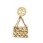 CC Gold Plated Quilted Flap Bag Medallion Brooch