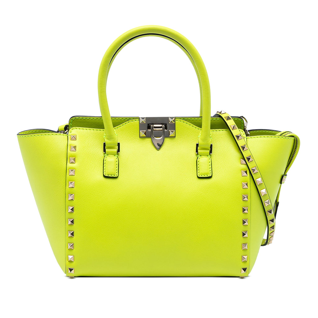 Small Leather Rockstud Double Handle Tote