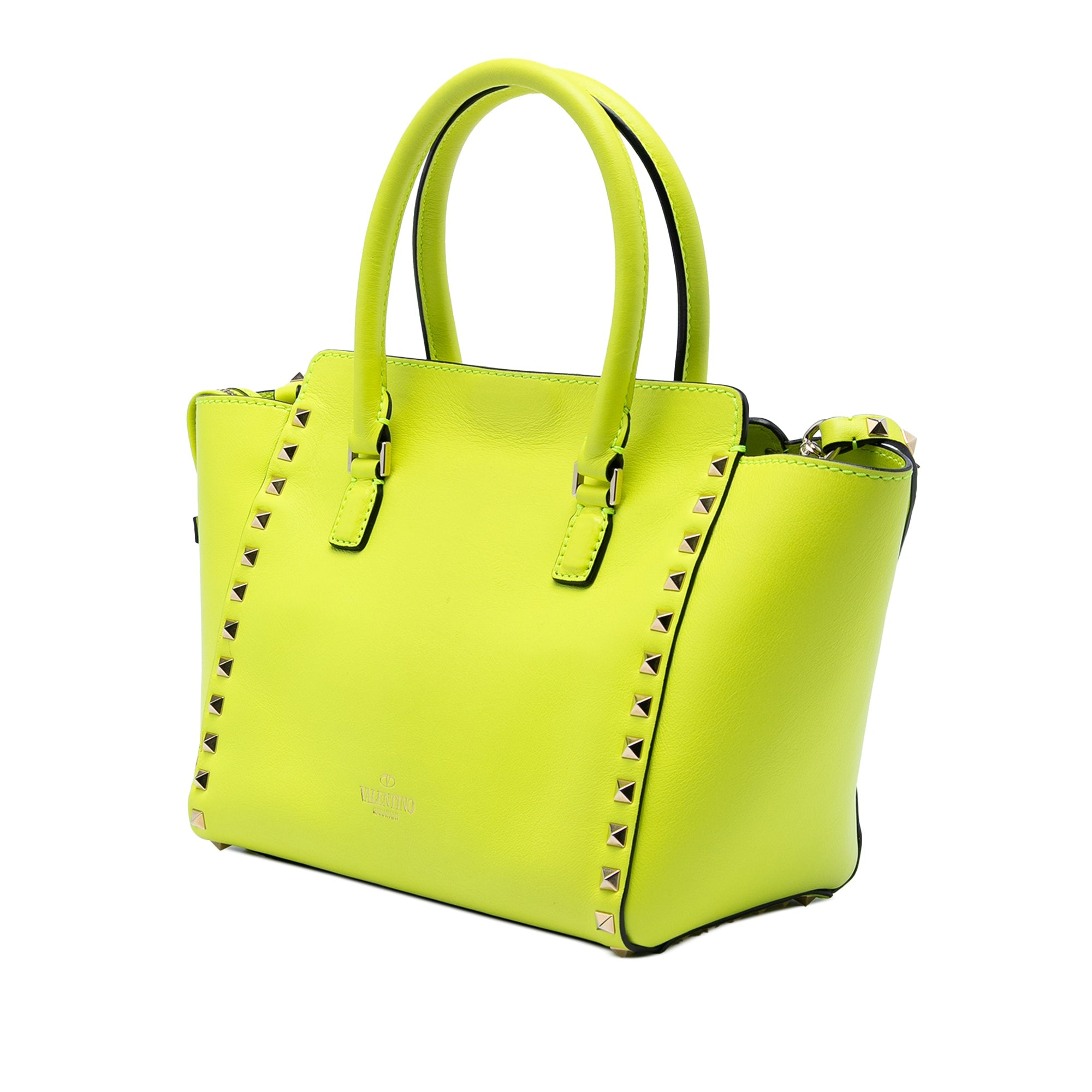 Small Leather Rockstud Double Handle Tote