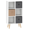 Freestanding 6 Cube Storage Cabinet Unit with 3 Cloth Drawers, Modern Organisation Shelves