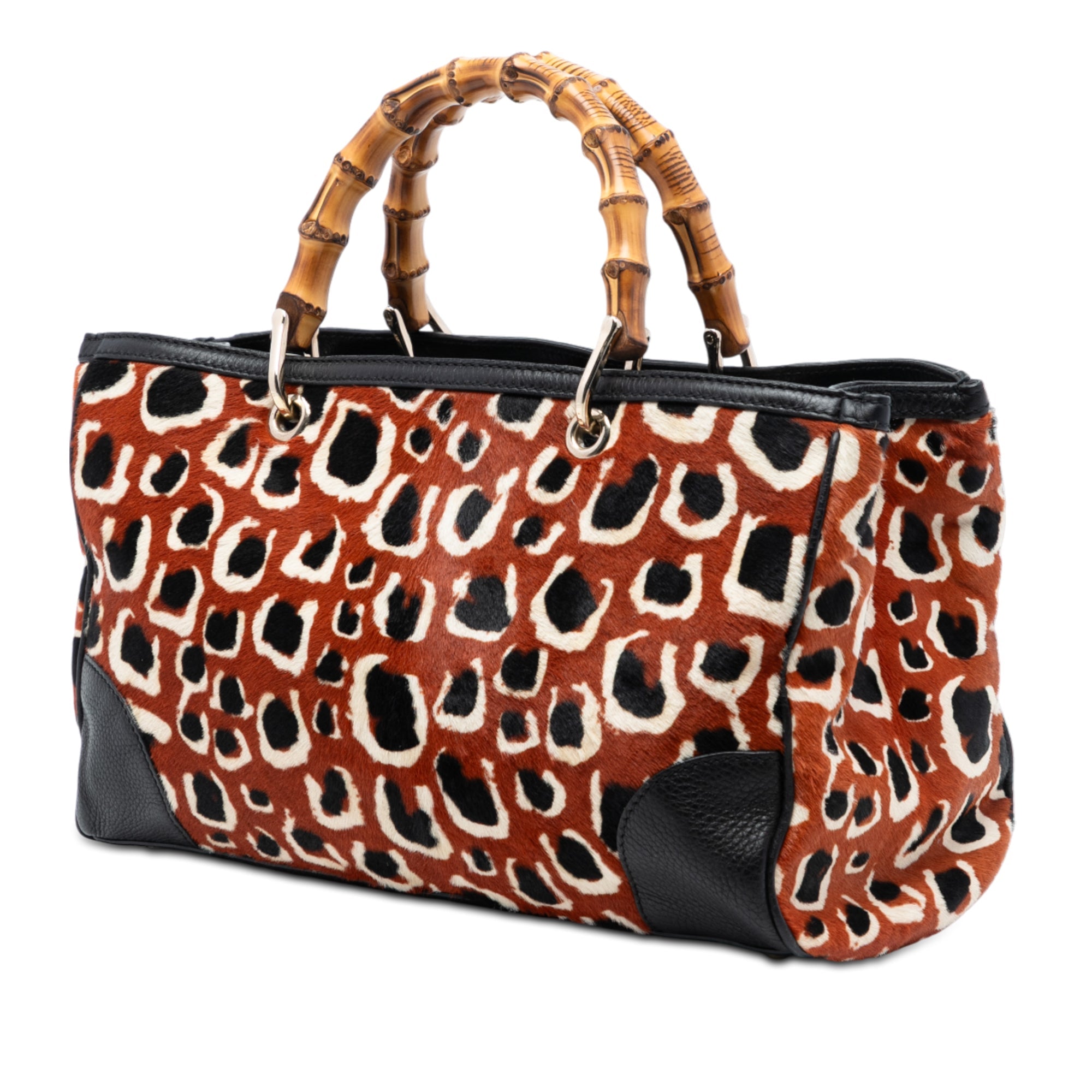 Medium Pony Hair Bamboo Shopper Satchel