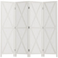 4 Panel Room Divider, 5.6 Ft Freestanding Wooden Folding Privacy Screen for Bedroom, White