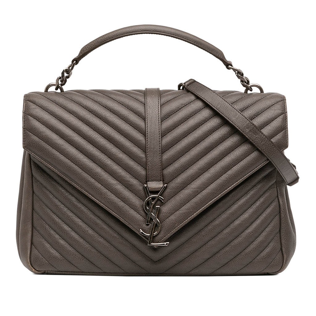 Large Chevron Sheepskin Monogram College Bag
