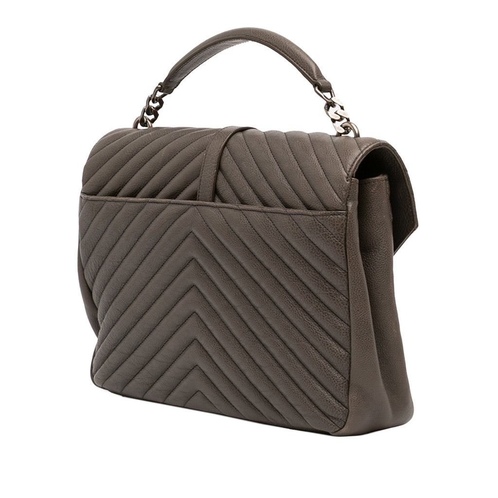 Large Chevron Sheepskin Monogram College Bag