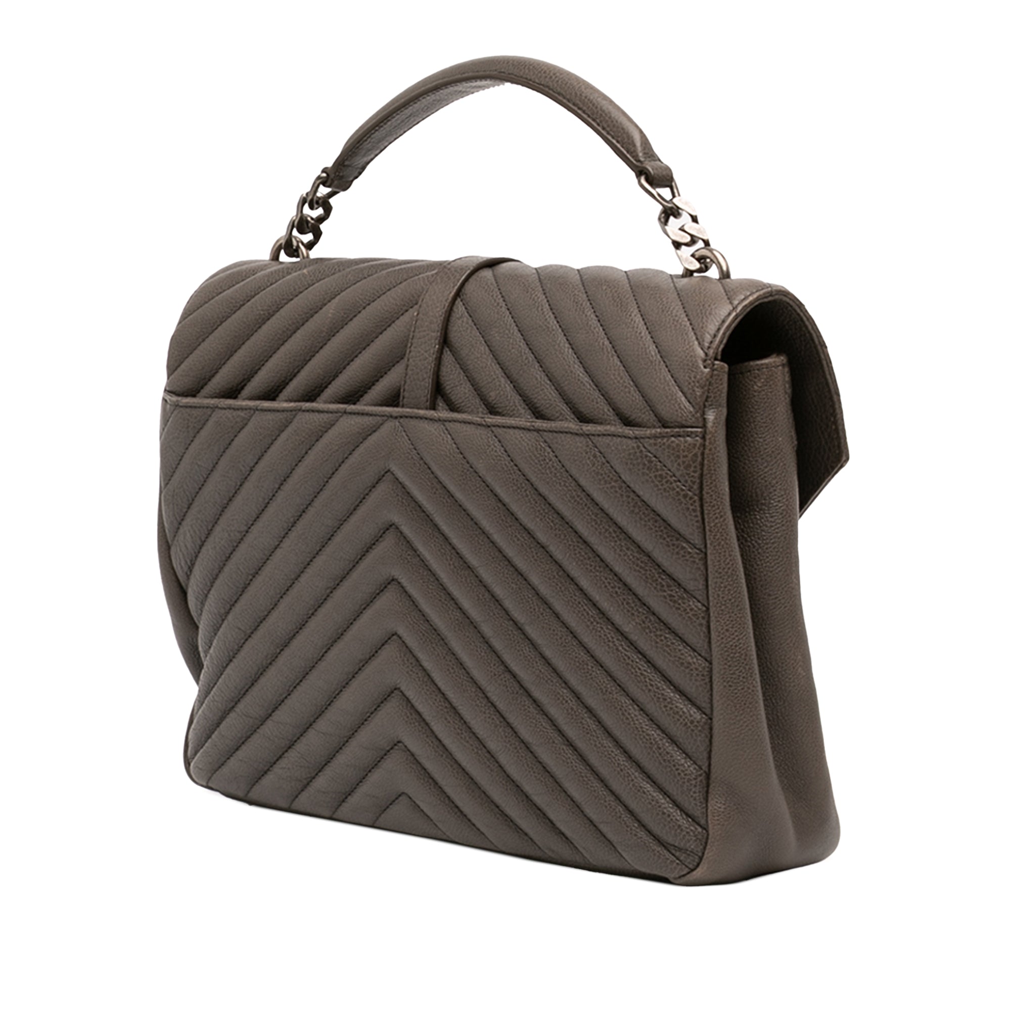 Large Chevron Sheepskin Monogram College Bag