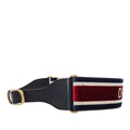 Leather and Embroidered Canvas Wide Belt