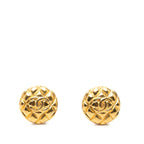 CC Quilted Gold Plated Clip On Earrings
