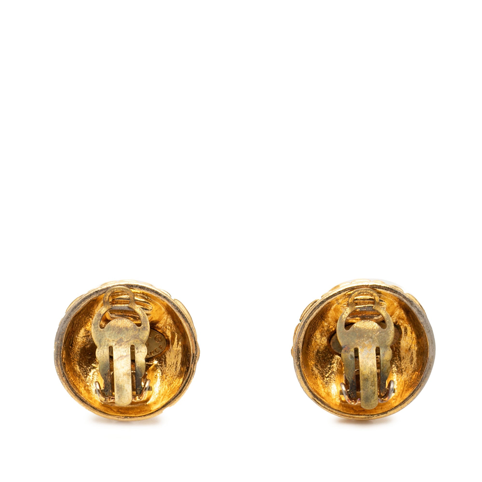 CC Quilted Gold Plated Clip On Earrings