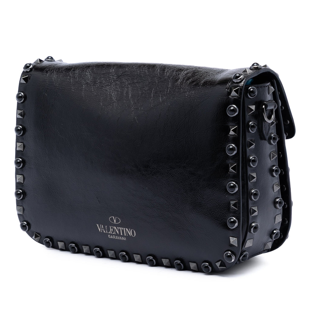 Medium Craquele Calfskin Guitar Strap Rockstud Rolling Flap Crossbody