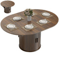 60-Inch Extendable Oval Farmhouse Dining Table with 2-Tier Storage Shelf for 6, Walnut