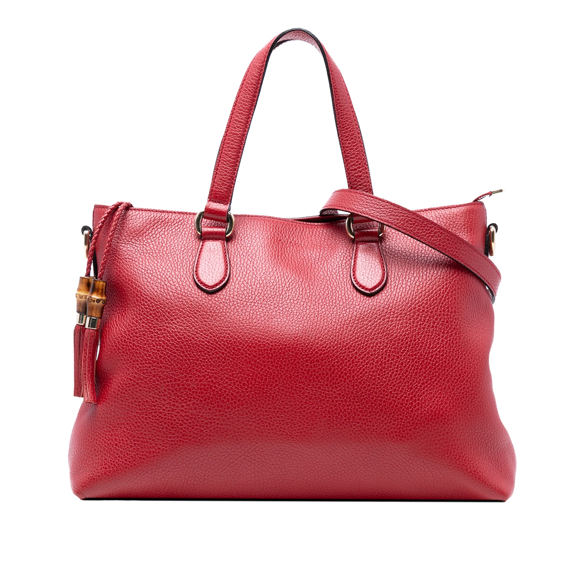 Leather Bamboo Tassel Satchel