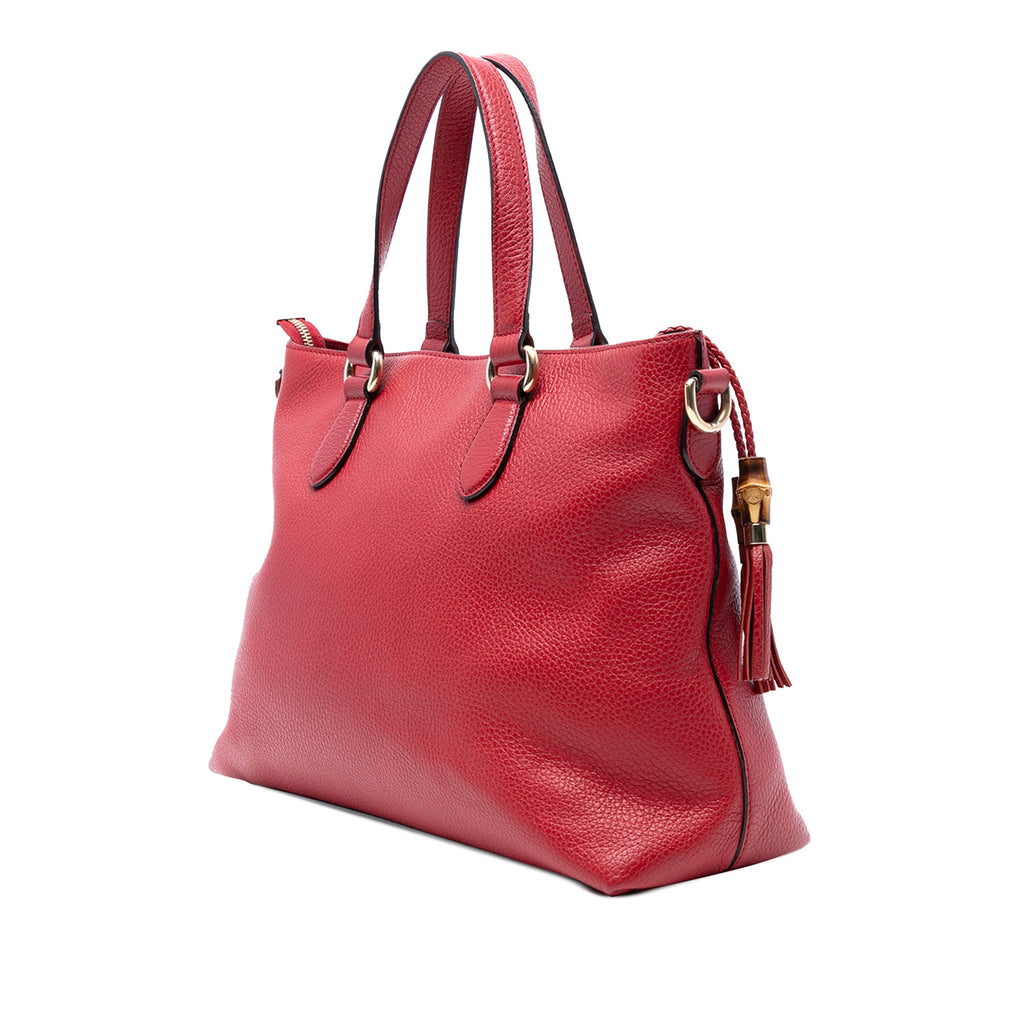 Leather Bamboo Tassel Satchel