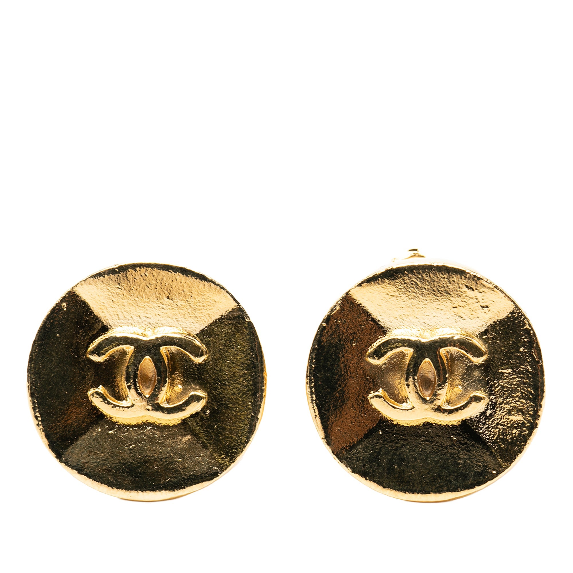 CC Gold Plated Button Clip on Earrings