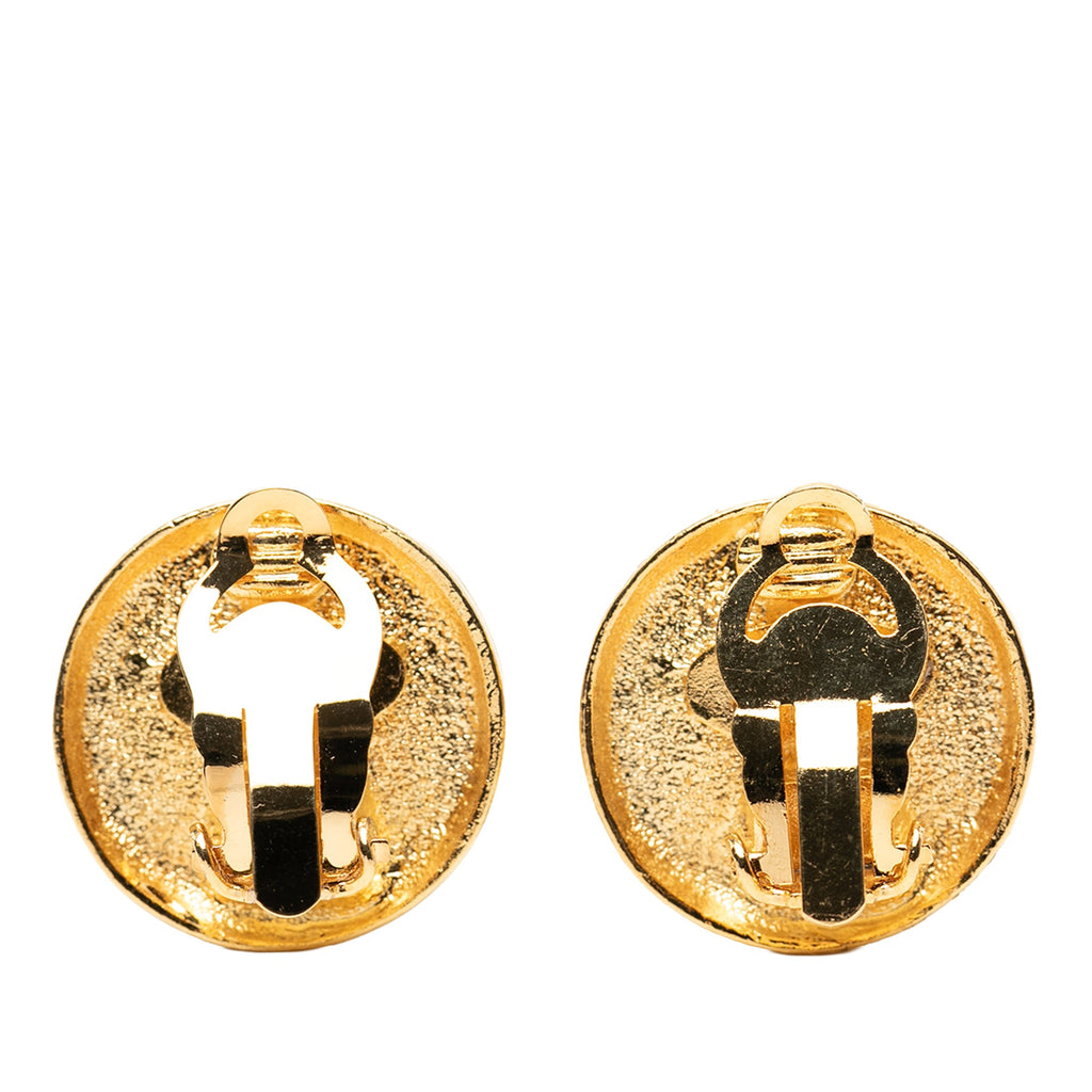 CC Gold Plated Button Clip on Earrings