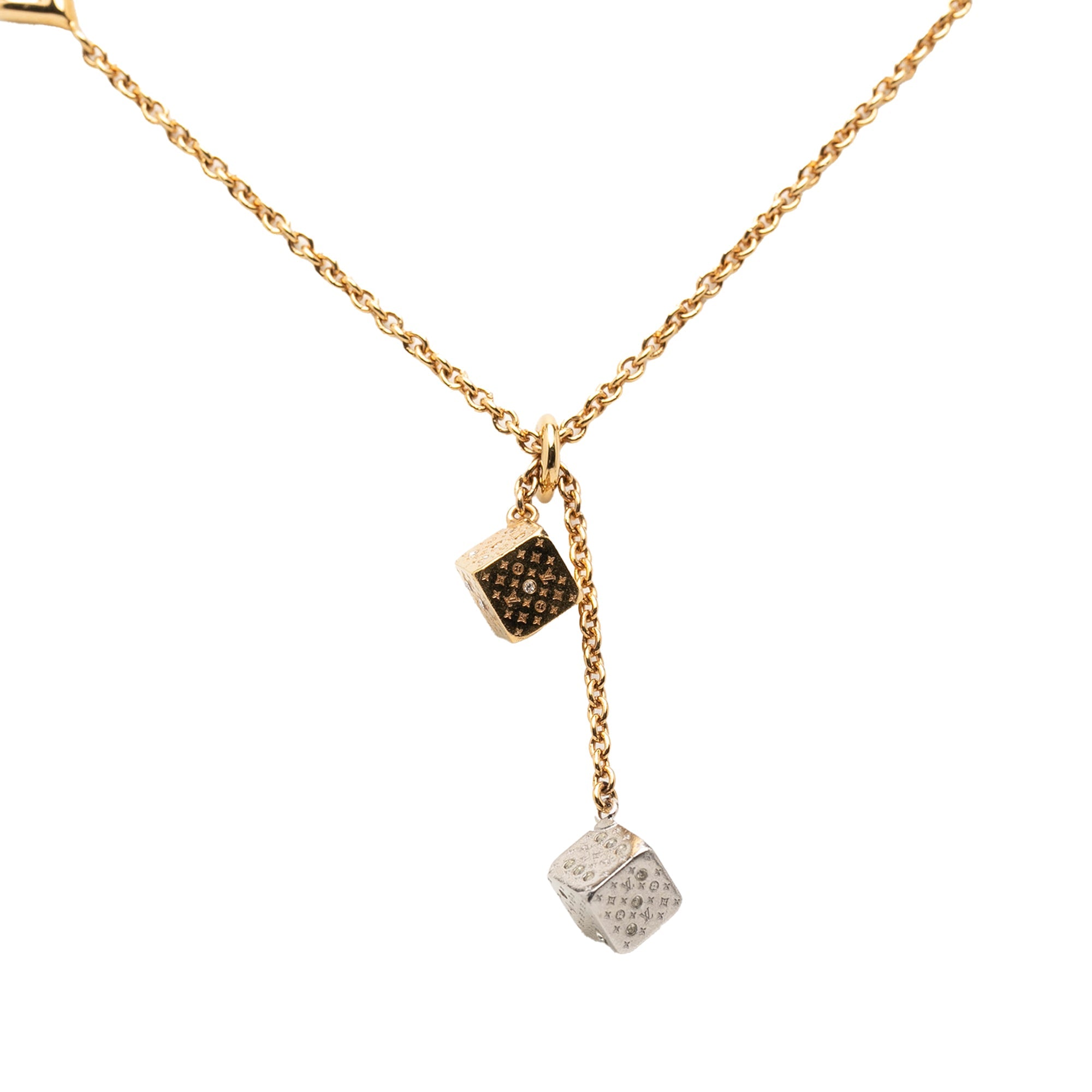 Gold Plated and Silver Plated Crystal Luckygram Game On Dice Pendant Necklace