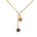 Gold Plated and Silver Plated Crystal Luckygram Game On Dice Pendant Necklace