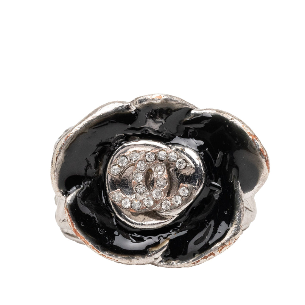 CC Brass and Strass Enamel Camellia Ring