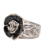 CC Brass and Strass Enamel Camellia Ring