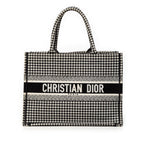 Medium Canvas Houndstooth Embroidered Book Tote