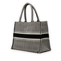 Medium Canvas Houndstooth Embroidered Book Tote