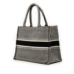 Medium Canvas Houndstooth Embroidered Book Tote
