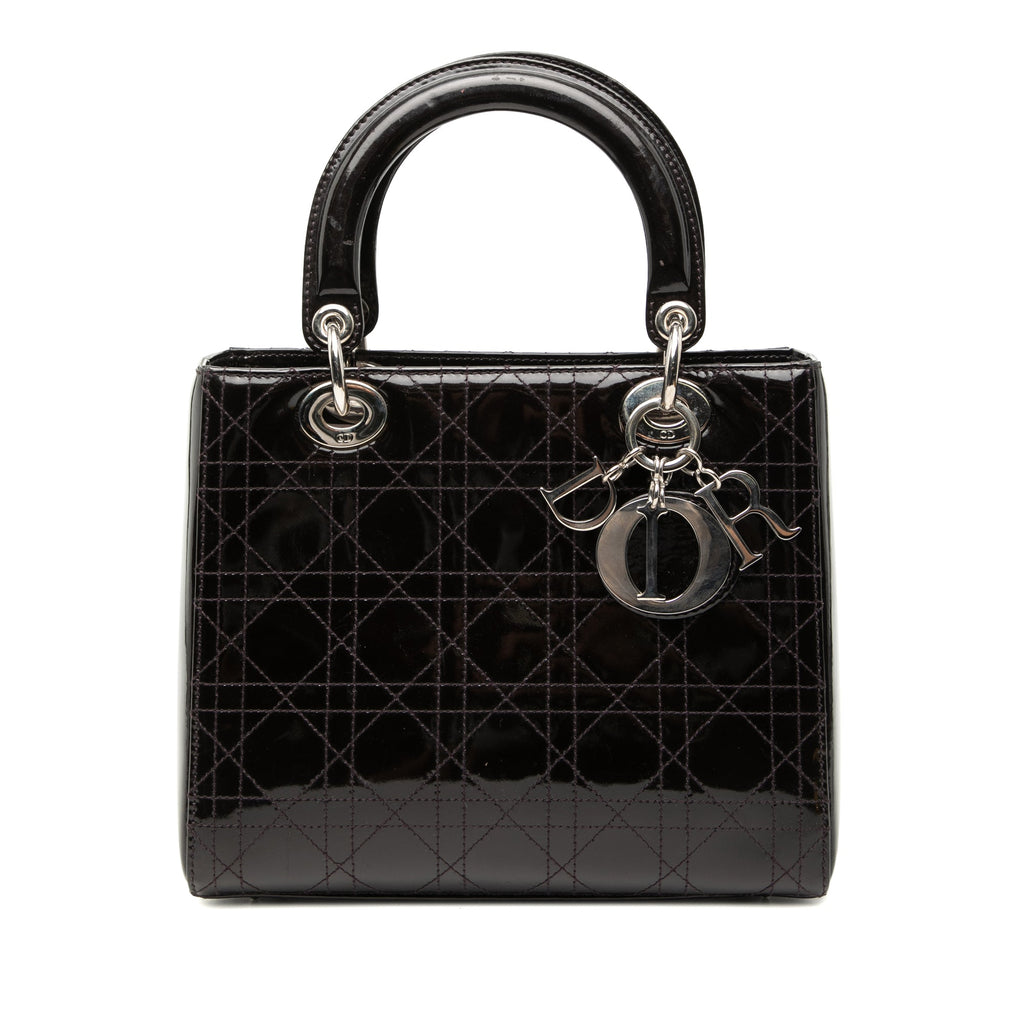 Medium Patent Cannage Stitched Lady Dior