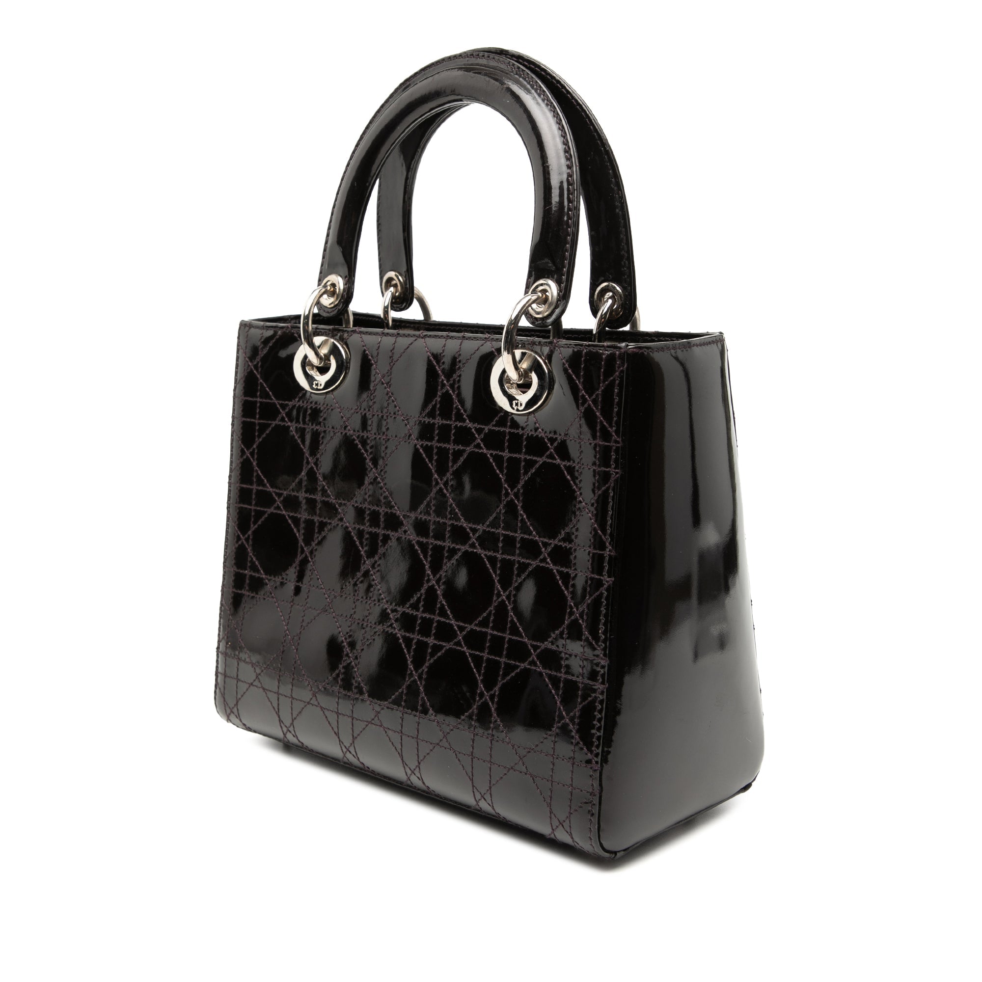 Medium Patent Cannage Stitched Lady Dior