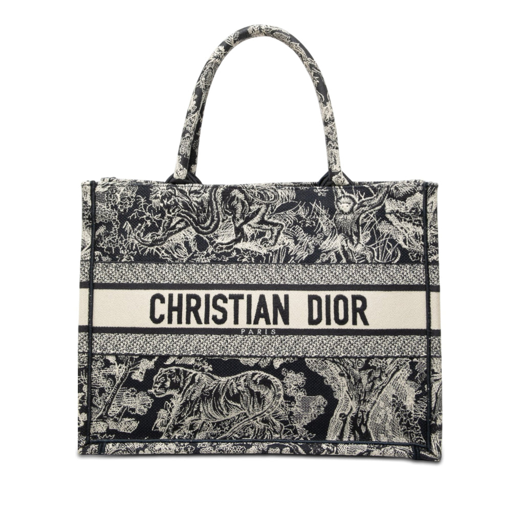 Medium Canvas Embroidered Reverse Dioriviera Toile De Jouy Book Tote