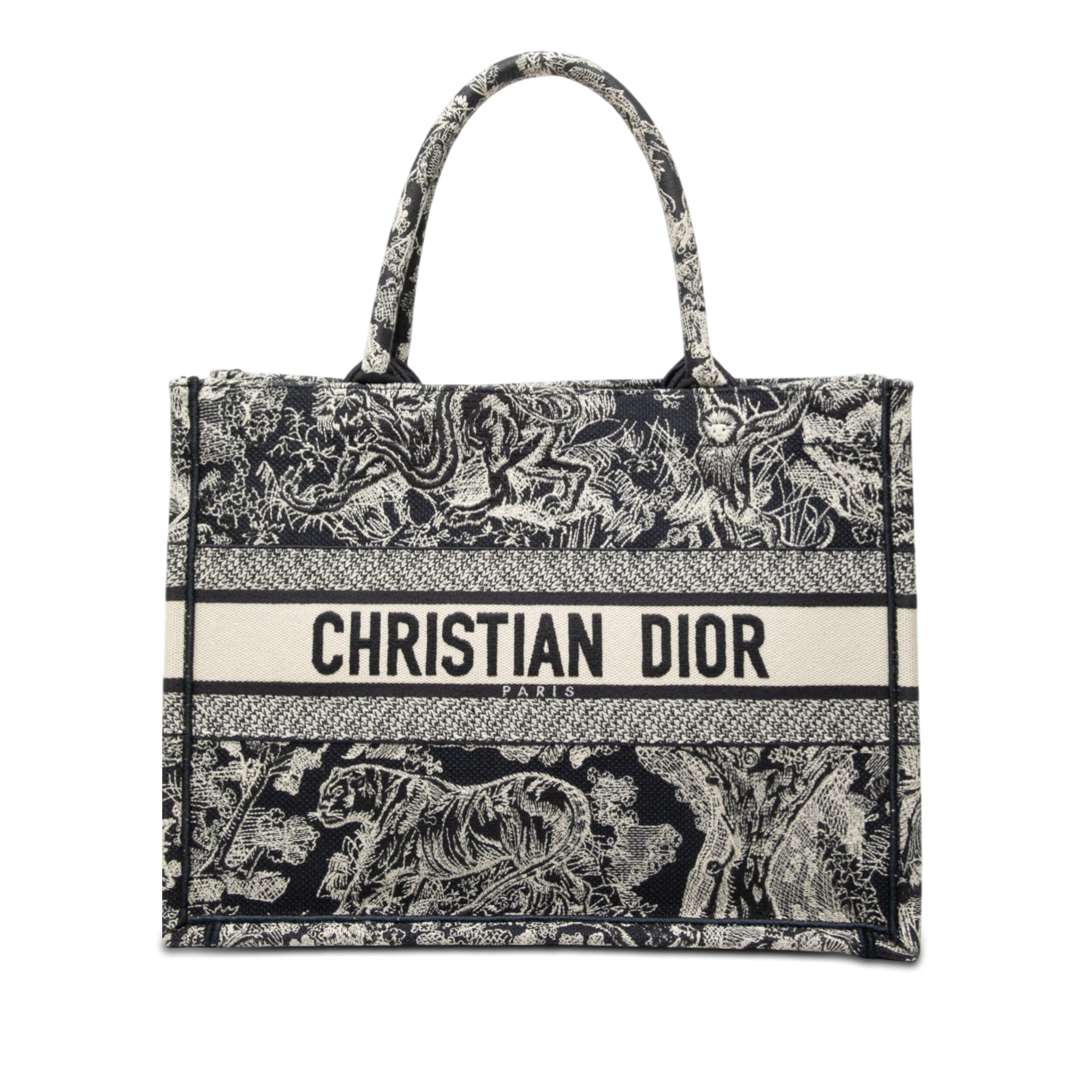 Medium Canvas Embroidered Reverse Dioriviera Toile De Jouy Book Tote