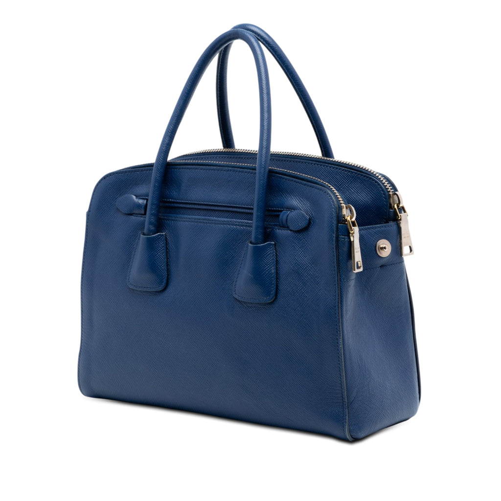 Saffiano Cuir Double Zip Top Handle Bag