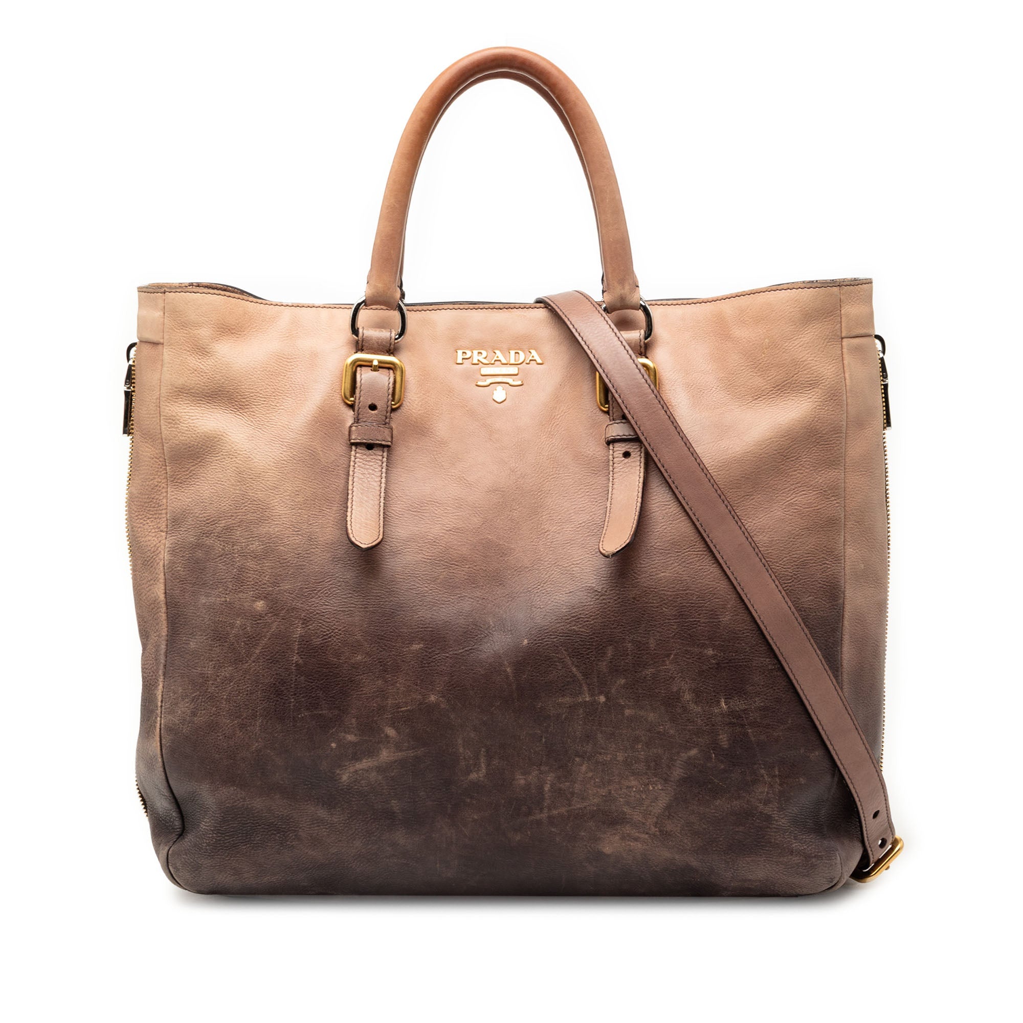 Ombre Vitello Daino Side Zip Convertible Tote