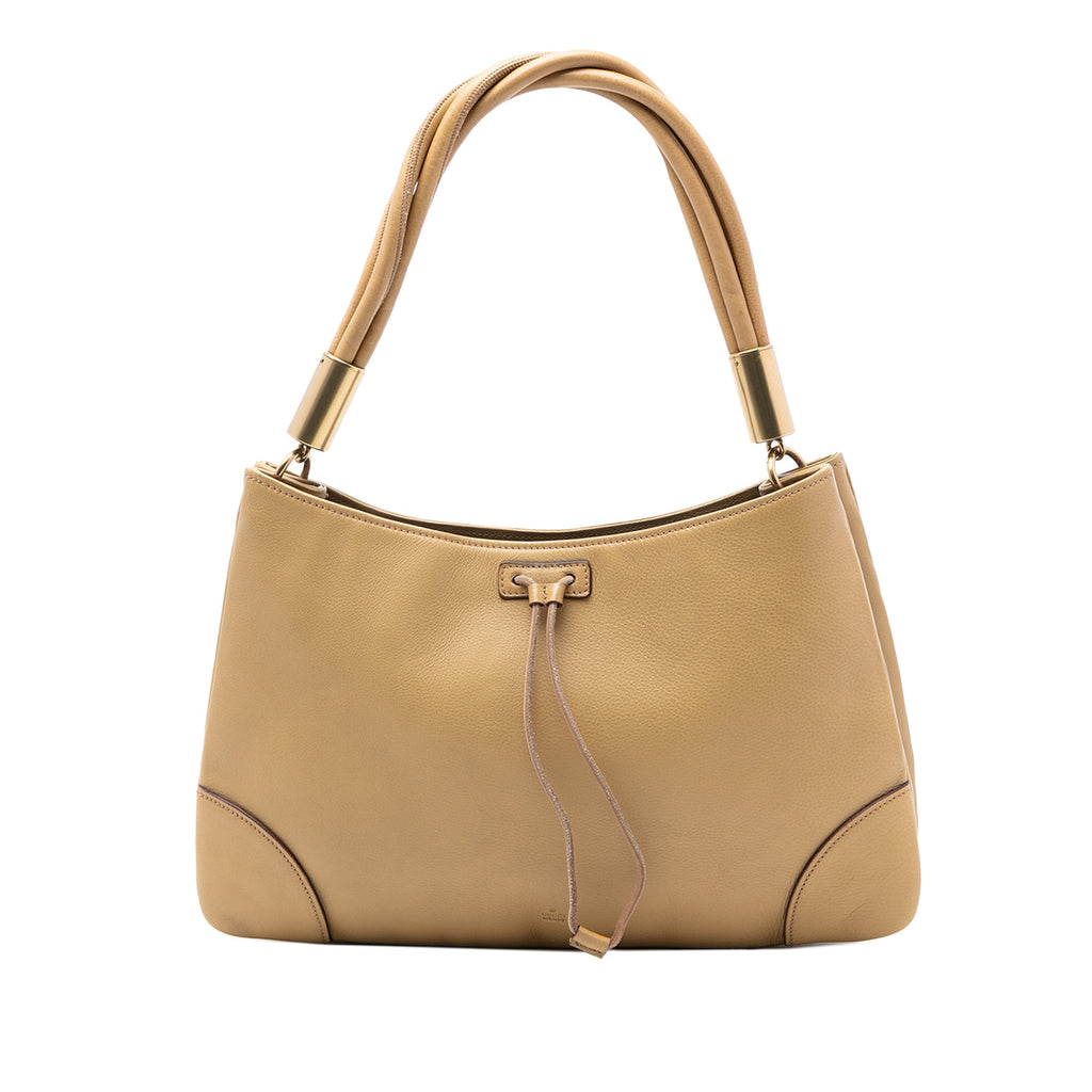 Leather Drawstring Shoulder Bag