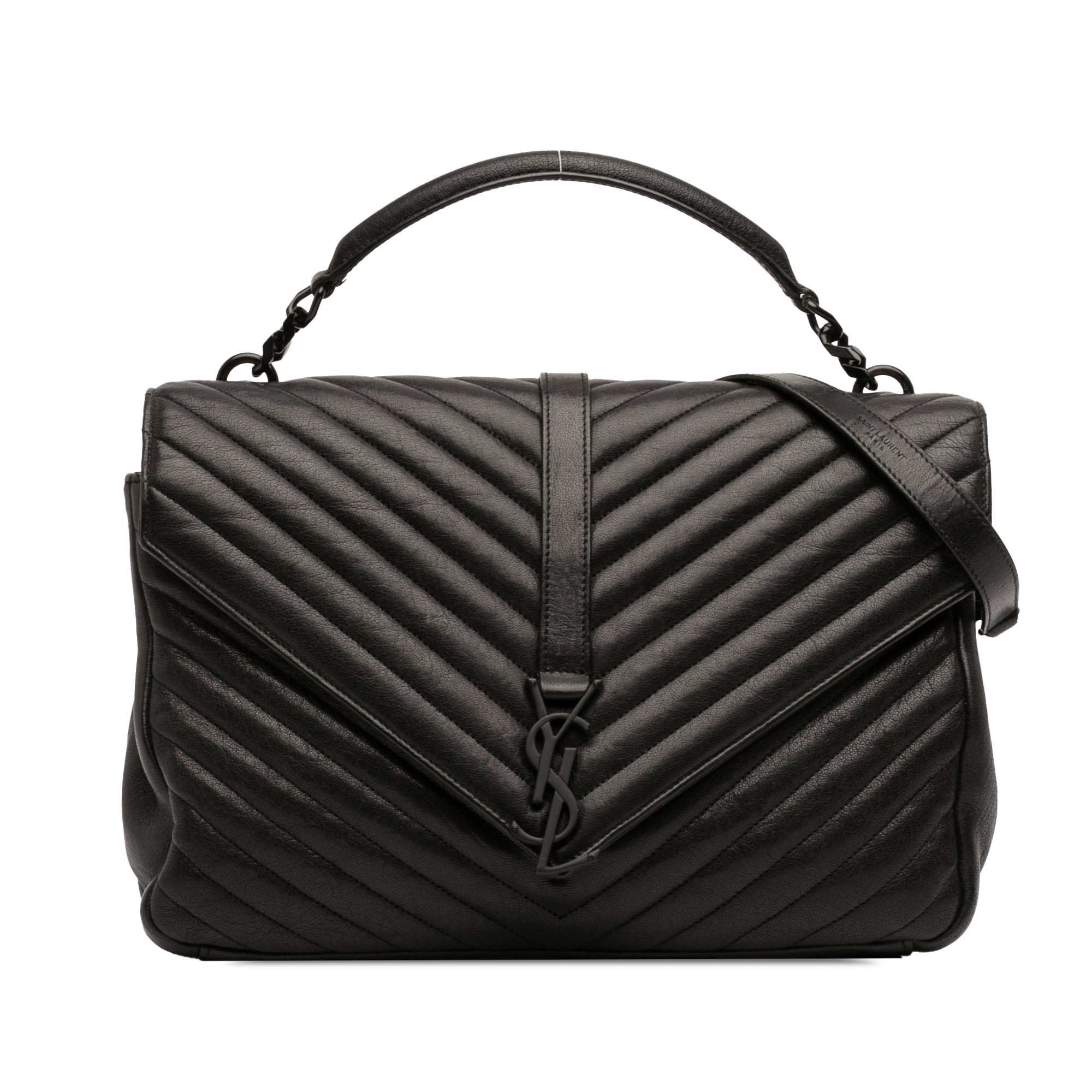 Large Sheepskin Chevron Monogram Monochrome College Bag