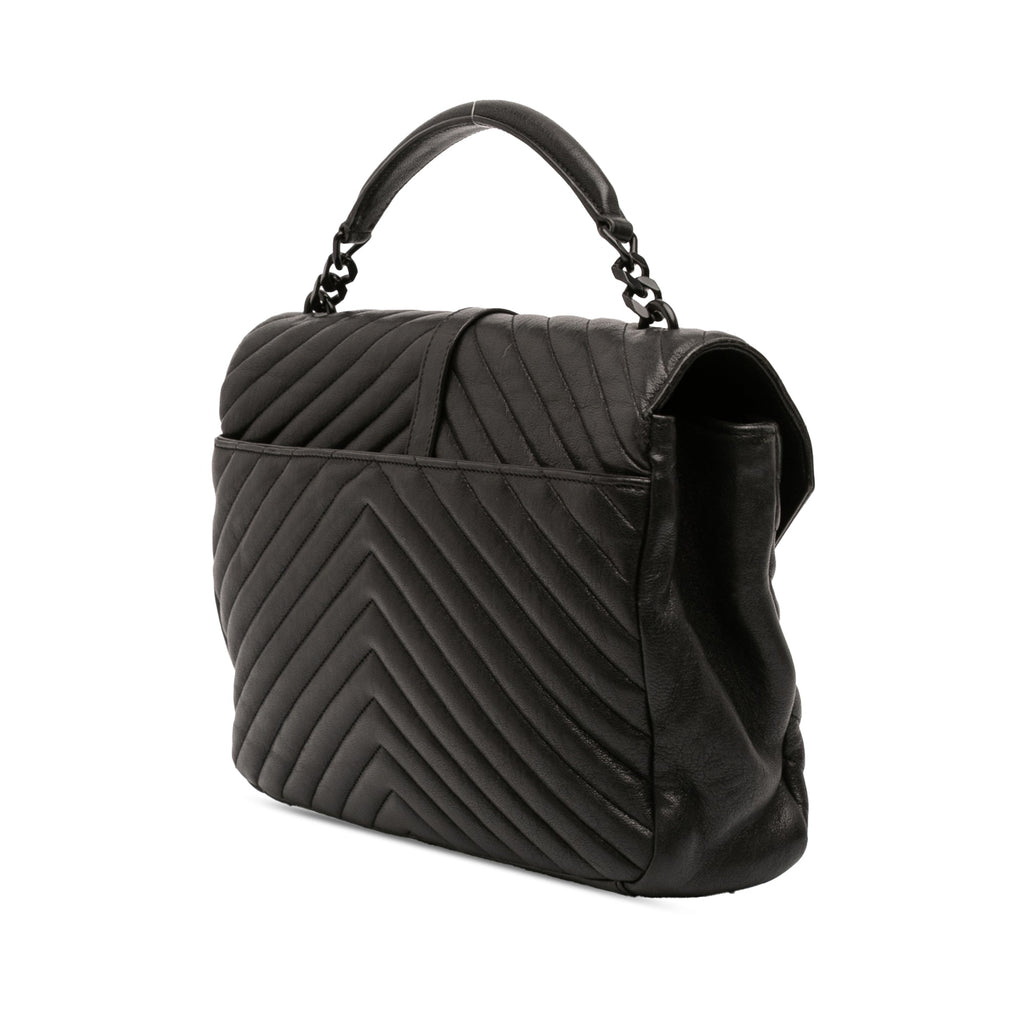 Large Sheepskin Chevron Monogram Monochrome College Bag