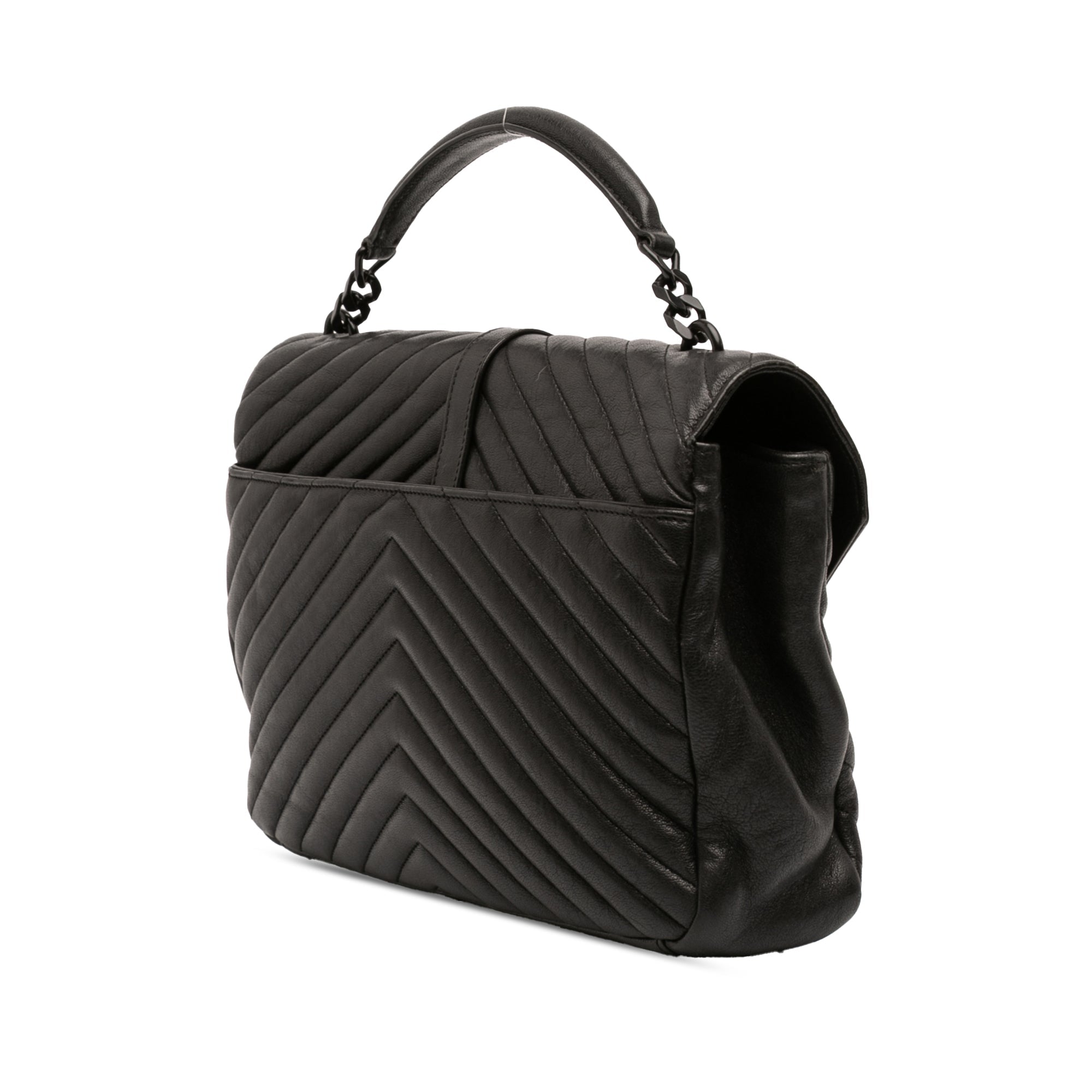 Large Sheepskin Chevron Monogram Monochrome College Bag