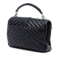 Medium Chevron Embossed Leather Monogram College Satchel