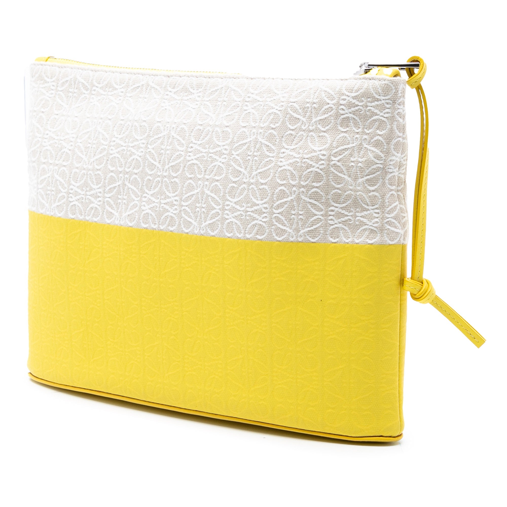 Repeat Anagram Jacquard and Leather Oblong Pouch