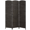 71" Tall 3-Panel Folding Room Divider, Wicker Weave Privacy Screen for Home Office, Coffee