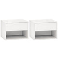 Floating Nightstand Set of 2, Wall Mounted Bedside Table with Drawer for Bedroom, White