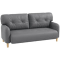 58" Modern Loveseat with Tufted Back Cushions & Wood Legs, Grey