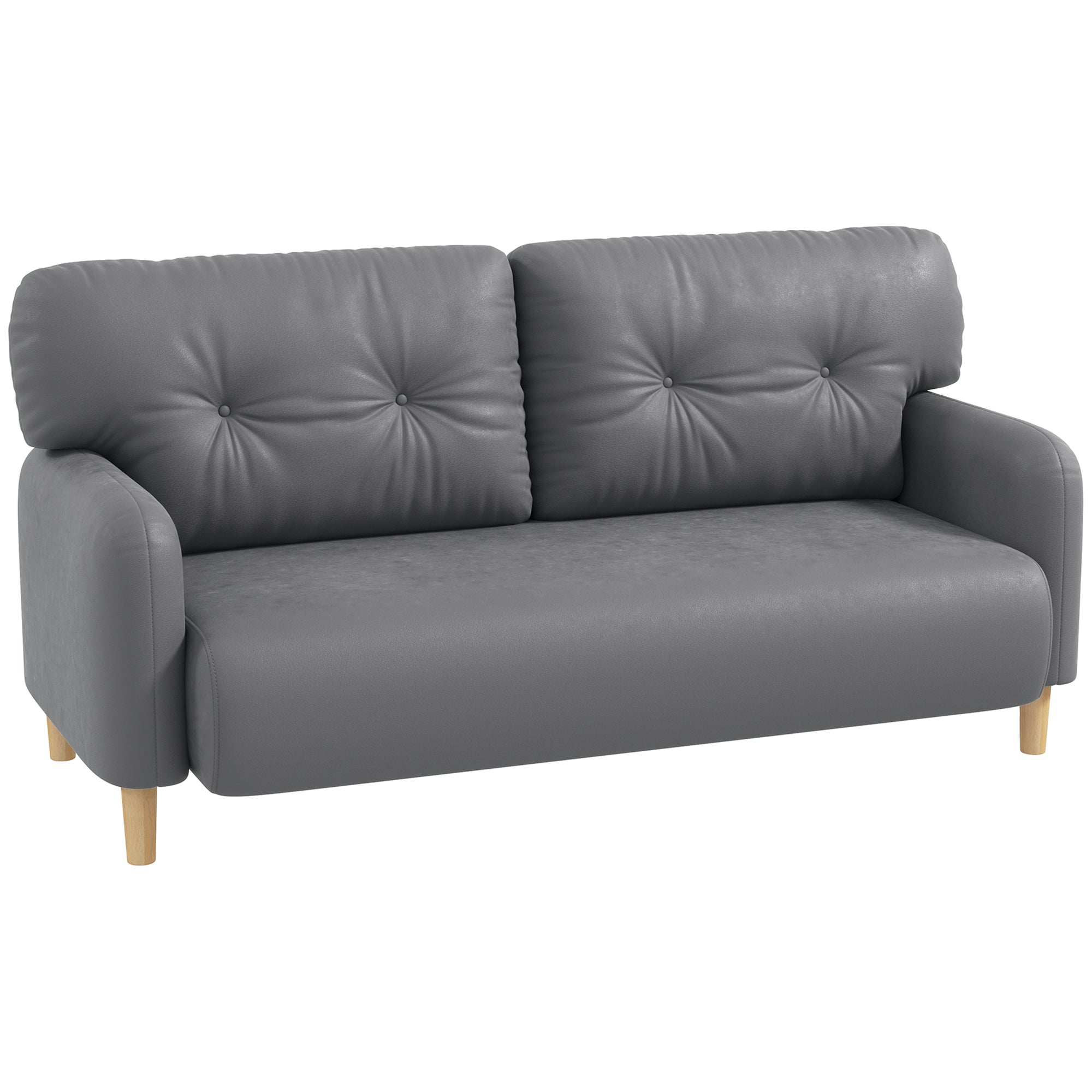 58" Modern Loveseat with Tufted Back Cushions & Wood Legs, Grey