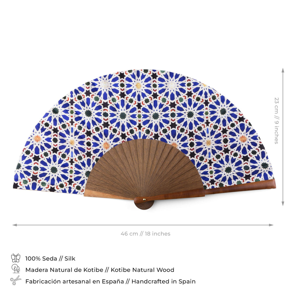 Blue and White silk fan Zellige