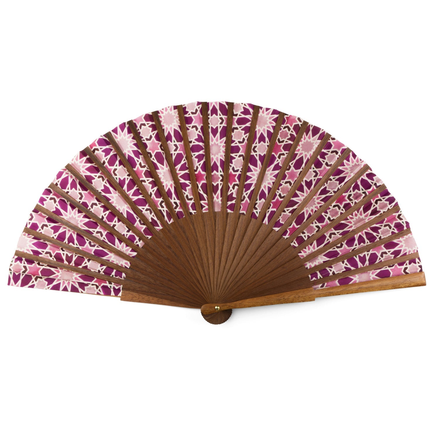 Pink Silk hand fan Zellige