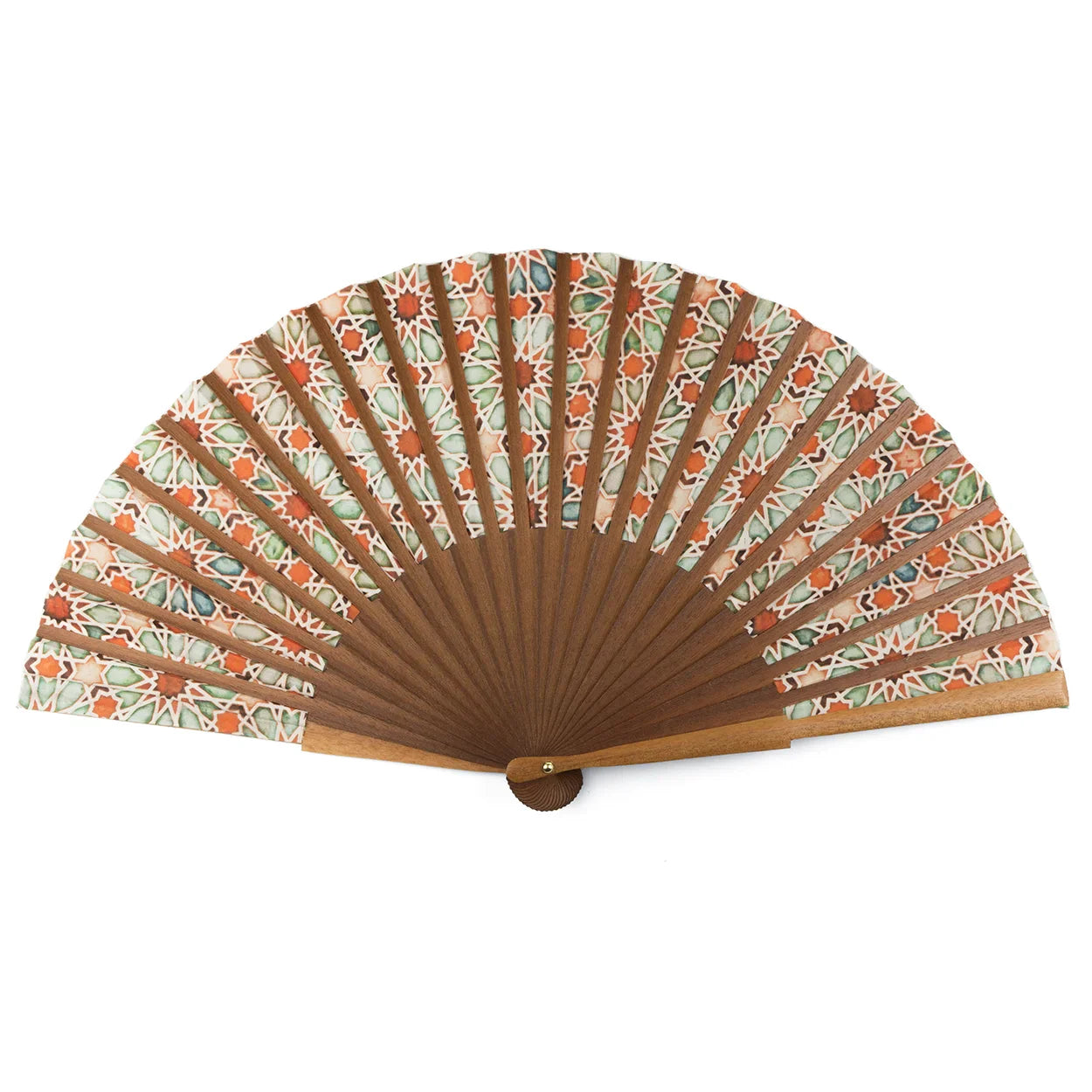 Islamic art inspired hand fan Zellige Orange