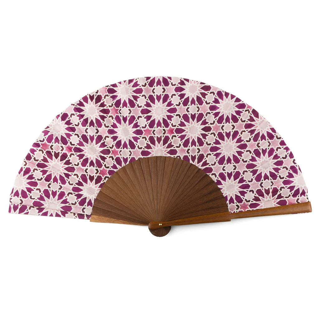 Pink Silk hand fan Zellige