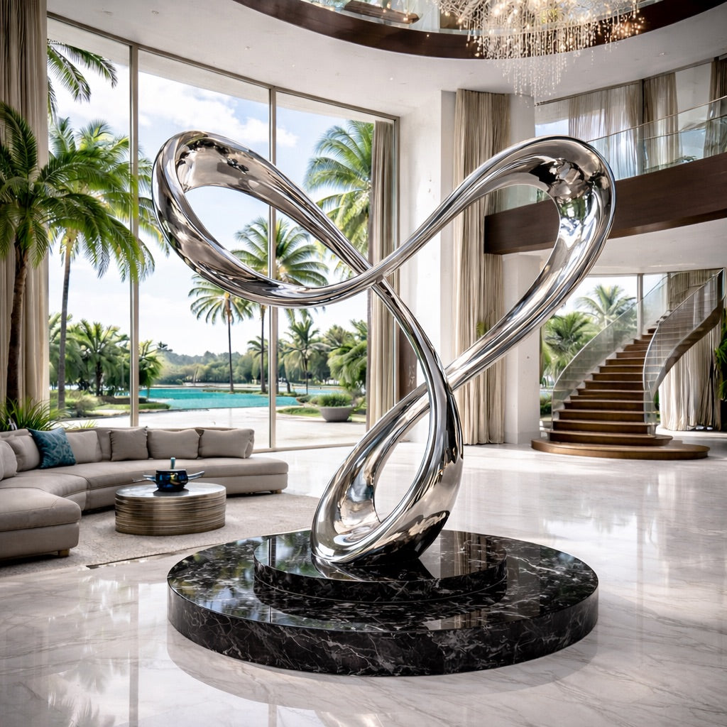 OSO Stainless Steel Zero Gravity Sculpture - Height: 108 inch (274 cm)