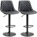 Bar Stools Set of 2, Modern Swivel Counter Height Barstools with Back, Footrest, Adjustable Height, Black
