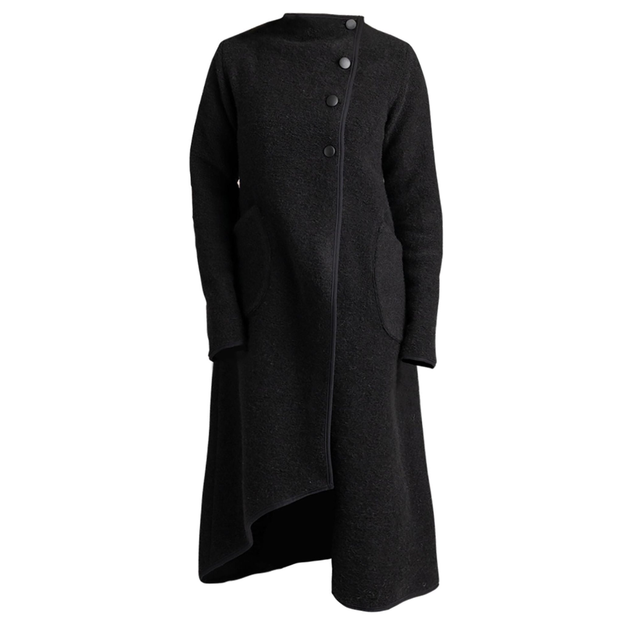 Zinnia Black Boiled Wool Cardigan