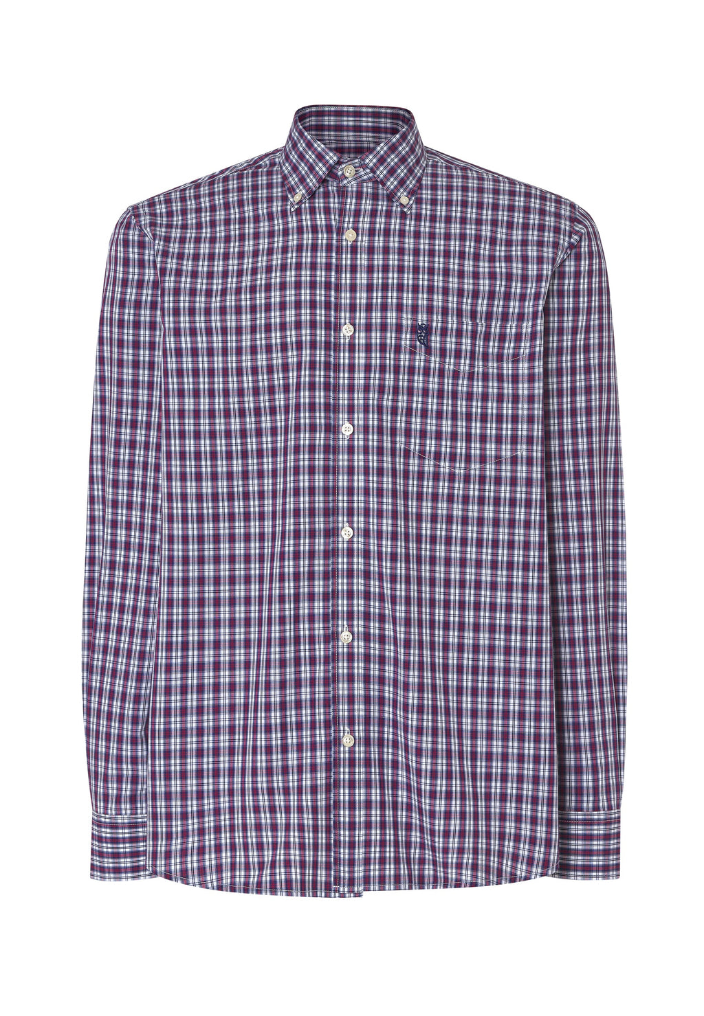 Camisa Hombre Manga Larga Popelín Cuadros con Bolsillo Easy Iron Extrasuave - Rojo 0308_94