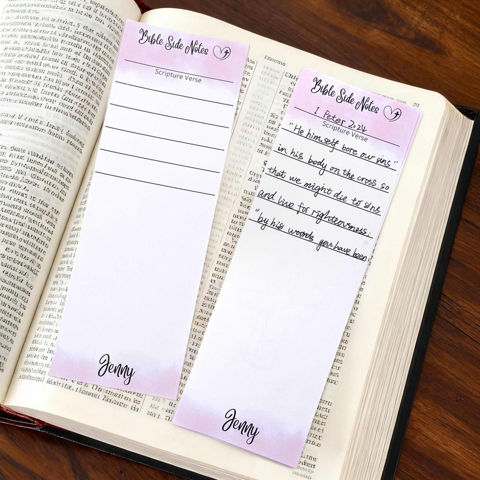 Bloc de notas personalizado con líneas de acuarela y texto Juego de 2 regalos de bautizo para cristianos